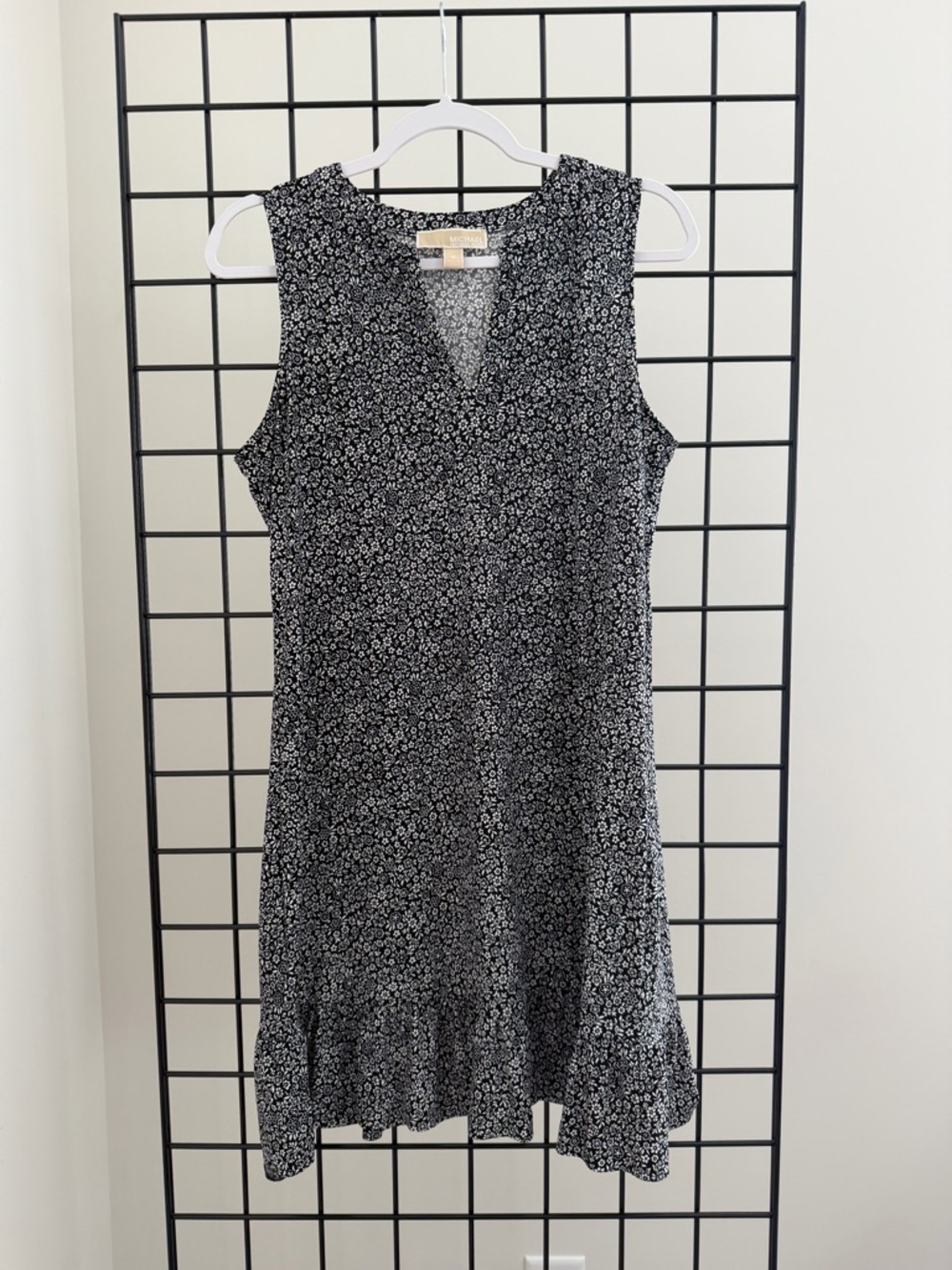 Michael Kors Black & White Floral V-Neck Mini Dress